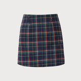 Зелена мини пола с висока талия и каре