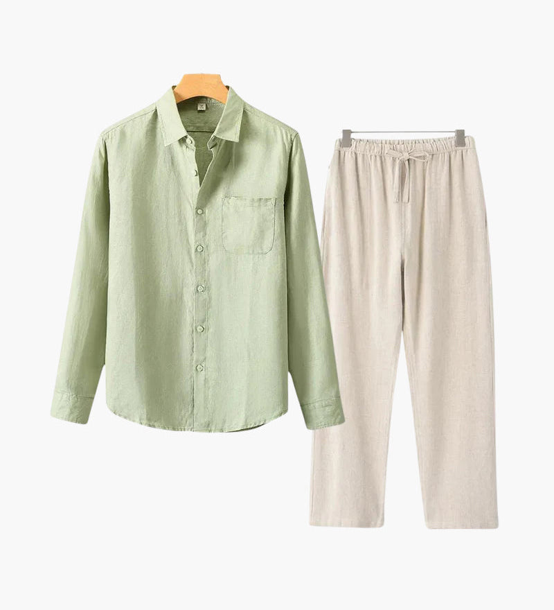 Стара Парижка Льняна Риза с Дълъг Ръкав