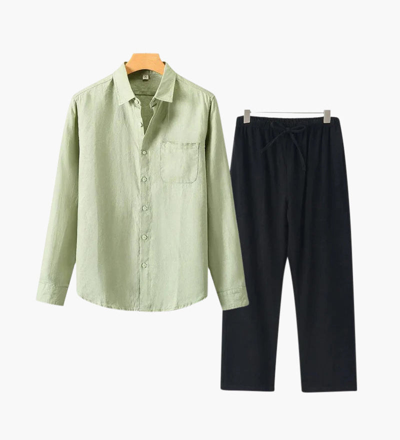 Стара Парижка Льняна Риза с Дълъг Ръкав