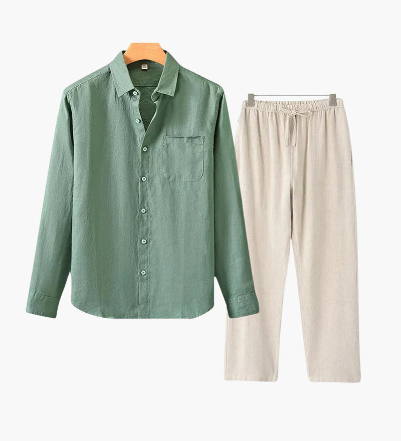 Стара Парижка Льняна Риза с Дълъг Ръкав