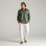 Стара Парижка Льняна Риза с Дълъг Ръкав