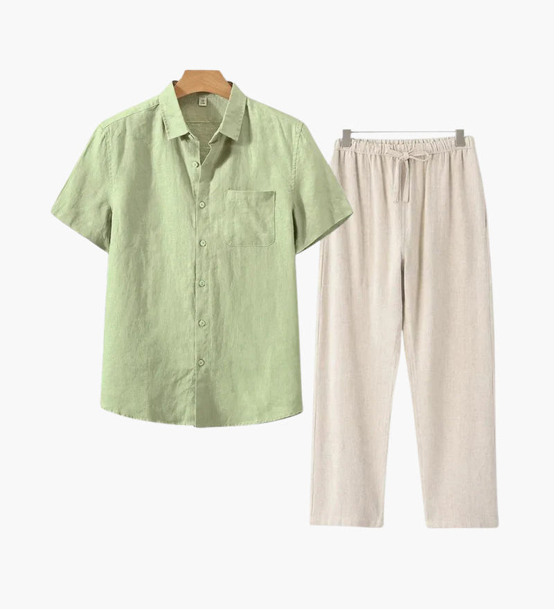 Стара Пара Линена Комбинация с Къс Ръкав