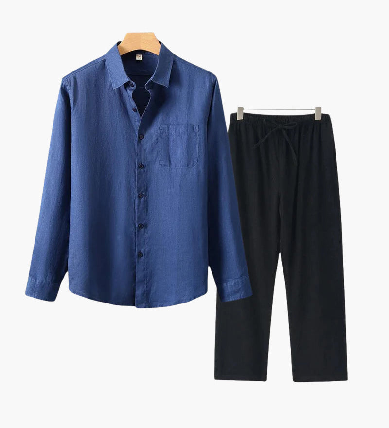 Стара Парижка Льняна Риза с Дълъг Ръкав