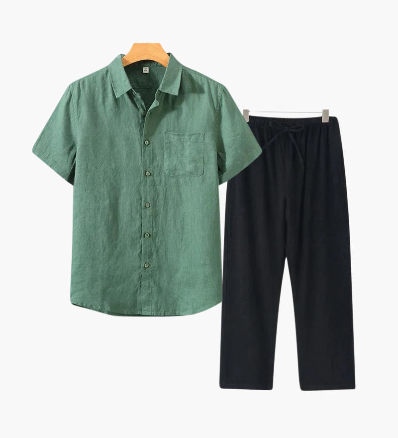 Стара Пара Линена Комбинация с Къс Ръкав