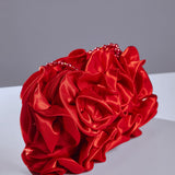 Червена сатенена чанта Adahy Flower