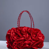Червена сатенена чанта Adahy Flower