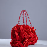 Червена сатенена чанта Adahy Flower