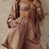 Три части комплект къси панталони на райе