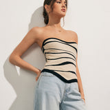 Two-Tone Waves Tube Knit Top