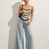 Two-Tone Waves Tube Knit Top