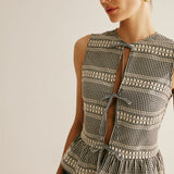 Plaid Tie Front Ruffle Tank Top