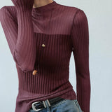 Тънък пуловер с прозрачна вложка