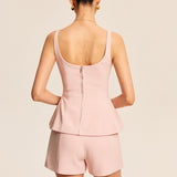 Peplum Tank Top With Shorts Set