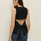 Безръкавен топ с лъков детайл на гърба