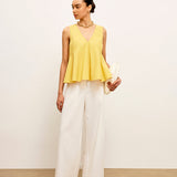 Cotton & Linen V-Neck Peplum Top
