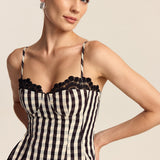 Топ с пеплум, спагетни презрамки, каре и дантела