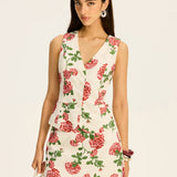 Комплект с флорален принт: жилетка и пола