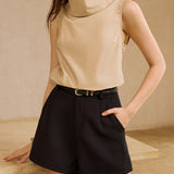 Sleeveless High-Neck Cotton Top