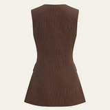 V-Neck Striped Metal Button Tank Top