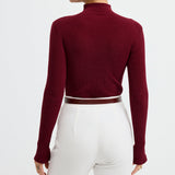 Slim Fit Mock Neck Ribbed Knit Top