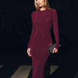 Безгръбна макси рокля Bodycon с блестяща плетена материя
