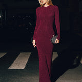 Безгръбна макси рокля Bodycon с блестяща плетена материя
