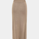 Комплект: Плетен топ с пеплум и миди пола