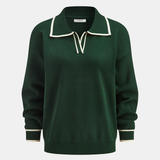 Комплект плетен поло топ с контрастен кант и панталони