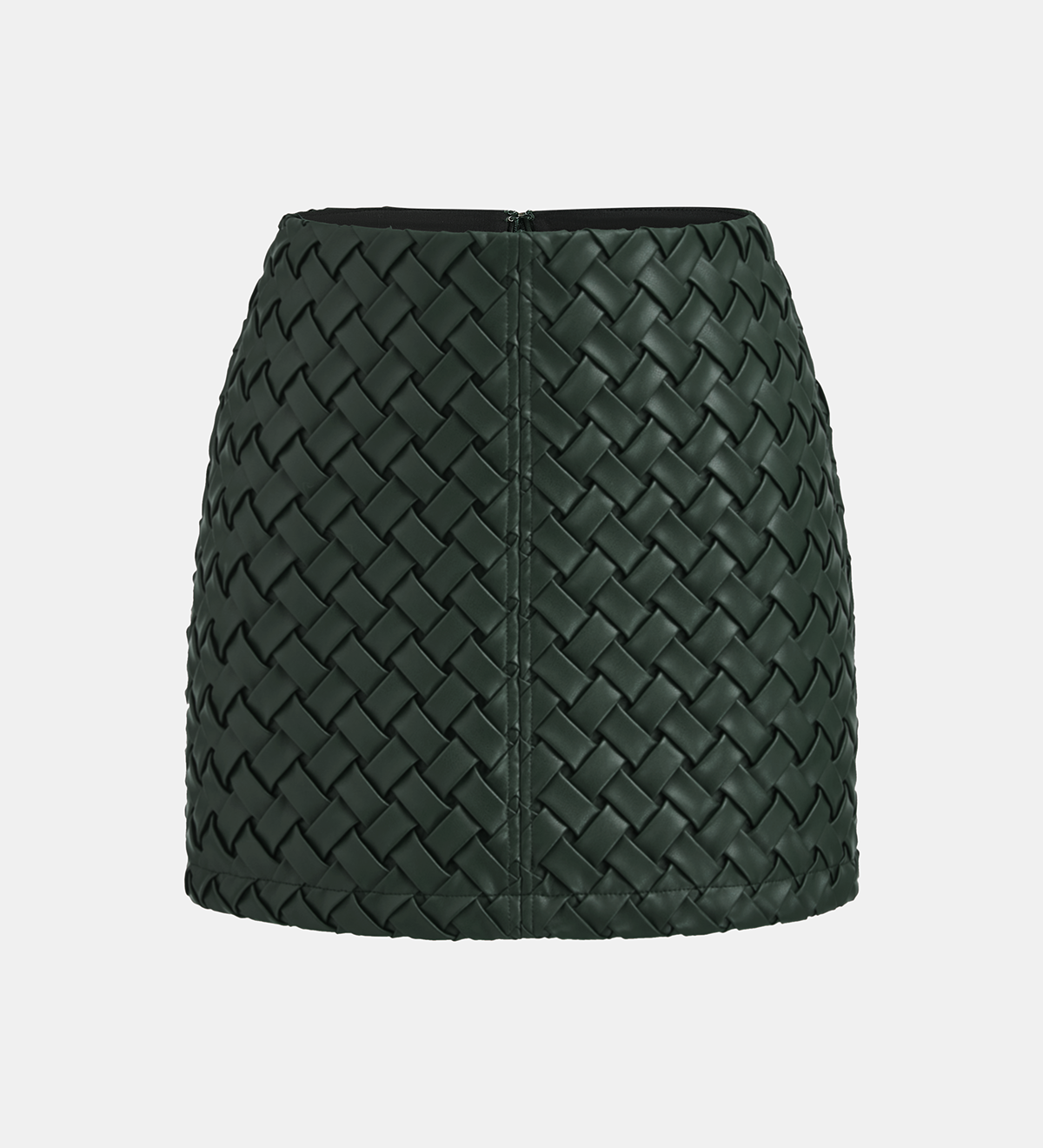 Пола от изкуствена кожа с плетен детайл