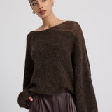 Sheer Paneled Mohair Knit Sweater