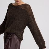 Sheer Paneled Mohair Knit Sweater