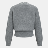 V-Neck Lace-Trim Knit Sweater