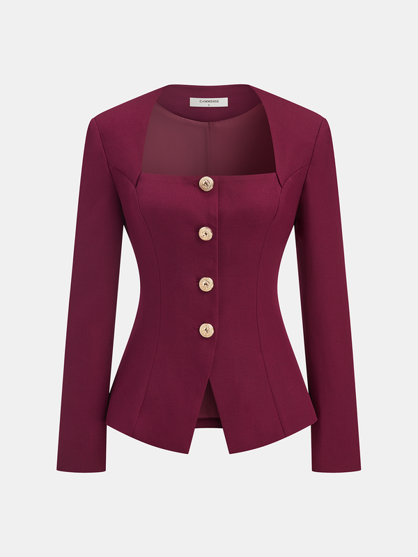 Сако с квадратно деколте и метални копчета