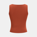 Metal Detail Square-Neck Knit Tank Top