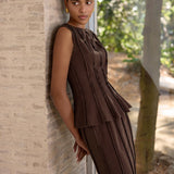 Seam-Detail Peplum Sleeveless Top