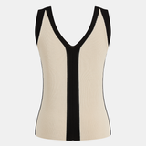 Комплект плетен топ и панталони с цветен блок
