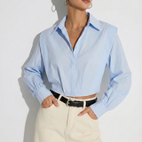 Wide-Shoulder Cropped Shirt