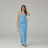 Корсетна рокля с контрастни ръбове и цепка