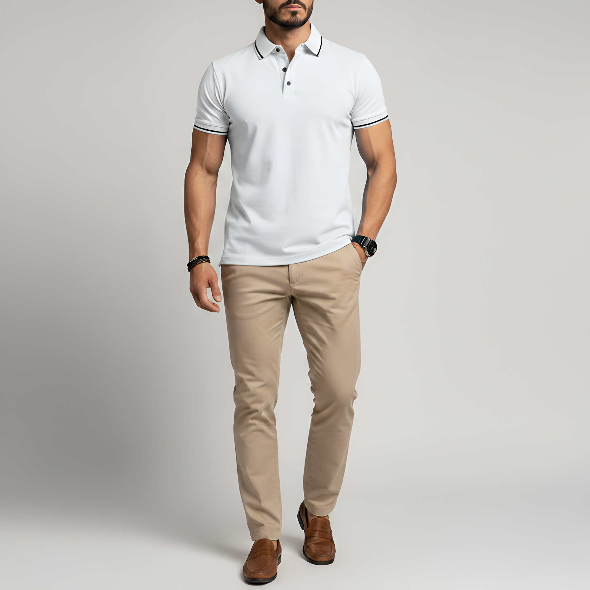 Мъжка къс ръкав поло тениска от памук – slim fit