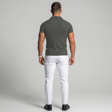 Мъжка поло тениска с рибена текстура и къс ръкав, slim fit
