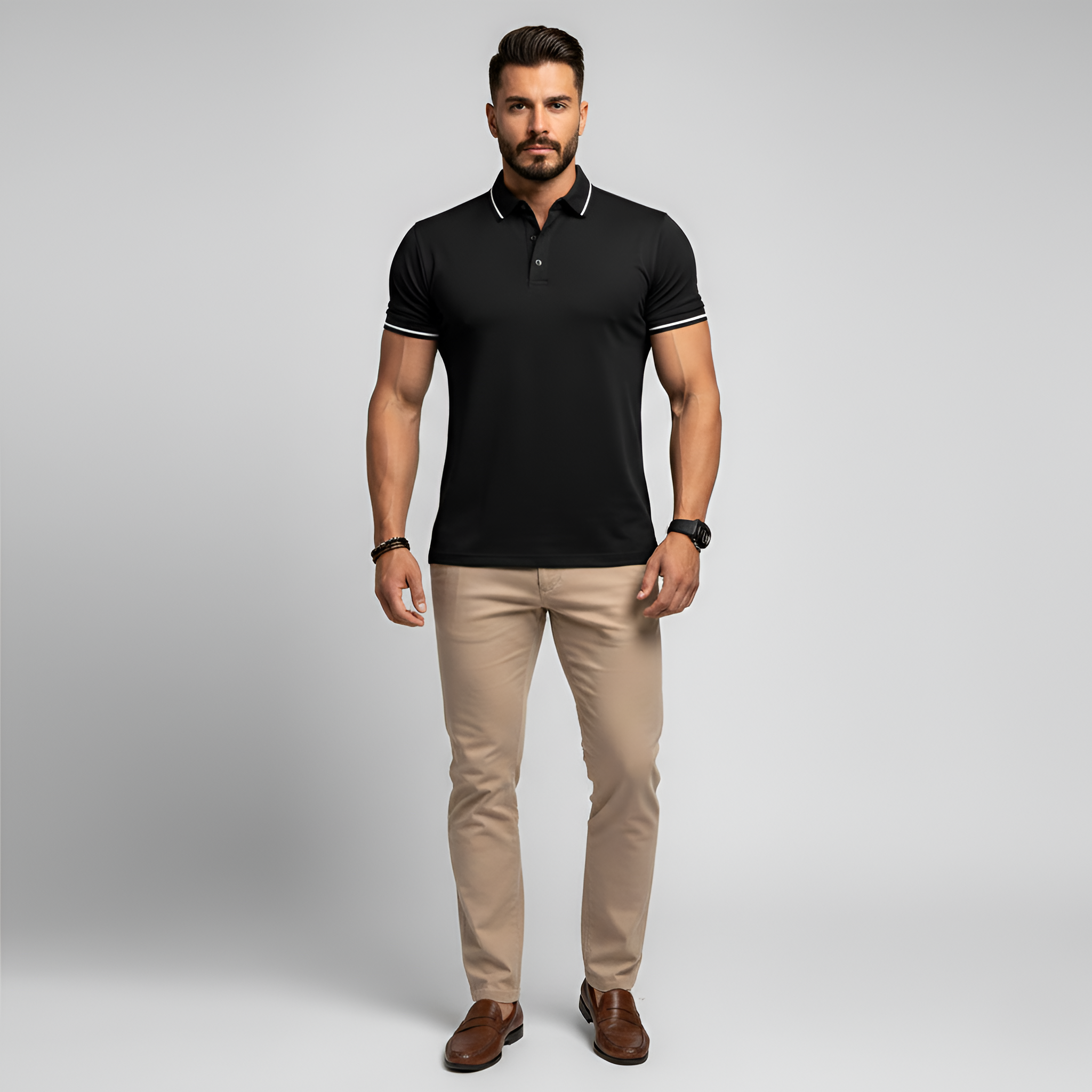 Мъжка къс ръкав поло тениска от памук – slim fit