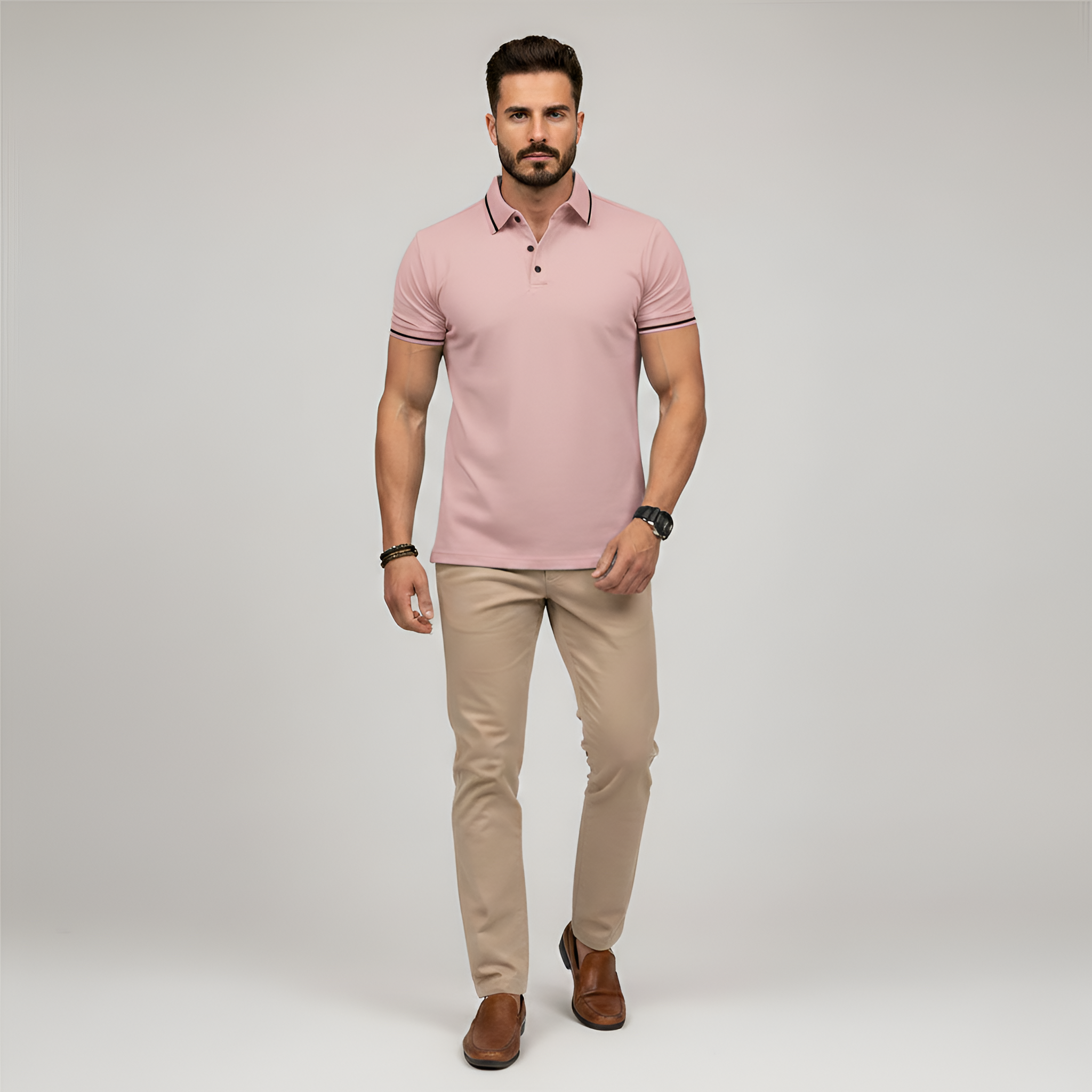 Мъжка къс ръкав поло тениска от памук – slim fit
