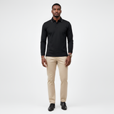 Мъжко памучно поло с дълги ръкави и slim fit кройка