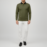 Мъжко памучно поло с дълги ръкави и slim fit кройка