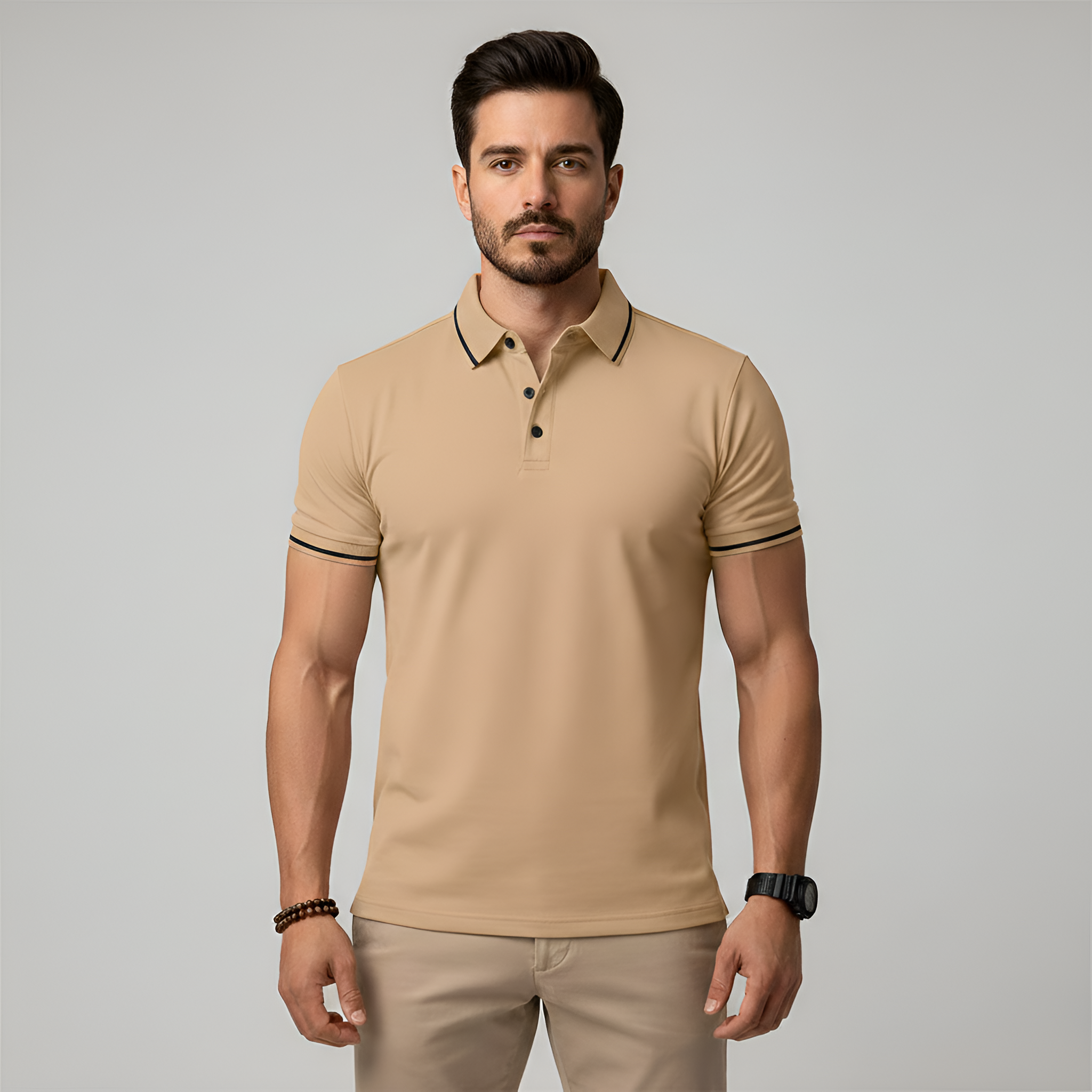 Мъжка къс ръкав поло тениска от памук – slim fit