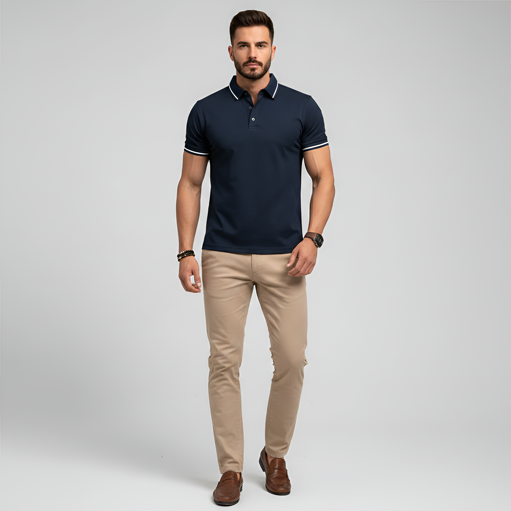 Мъжка къс ръкав поло тениска от памук – slim fit
