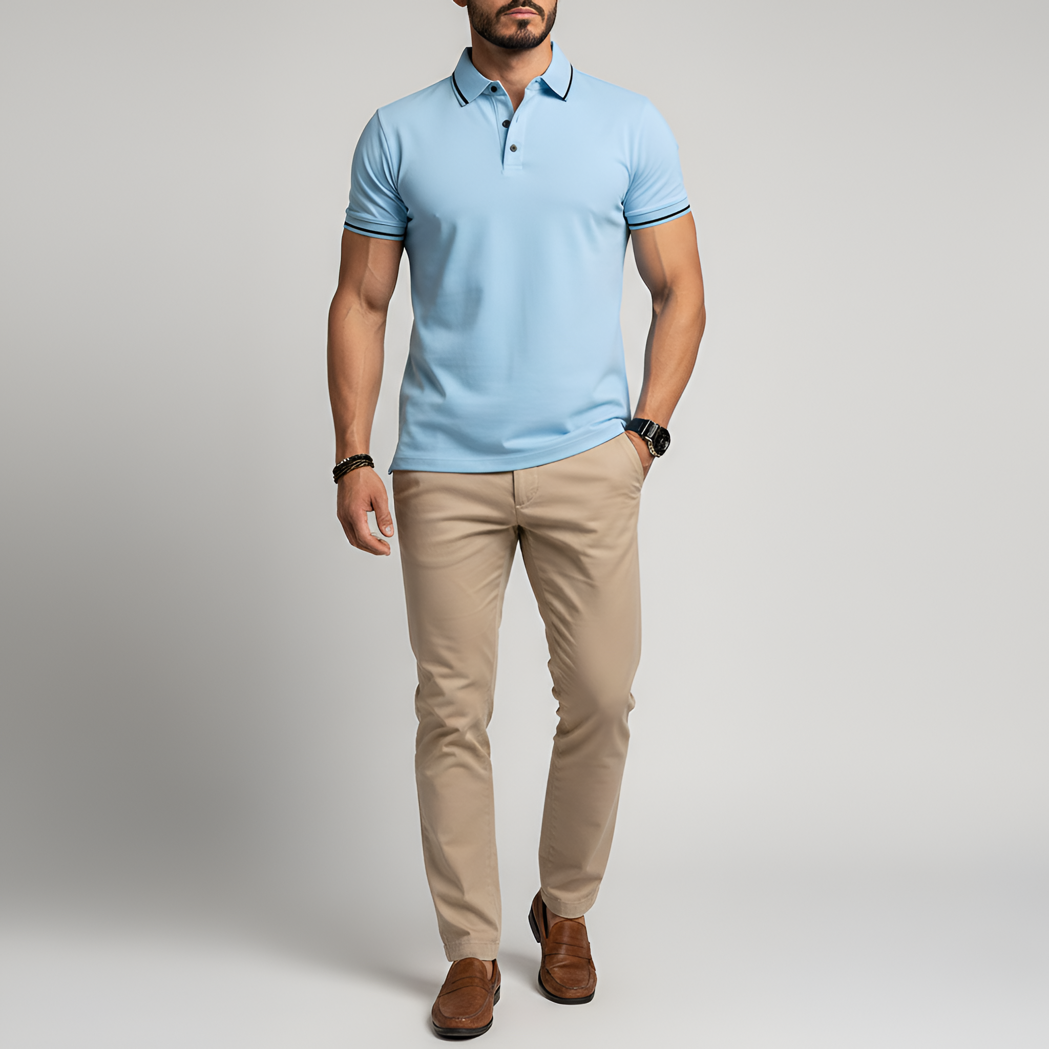 Мъжка къс ръкав поло тениска от памук – slim fit