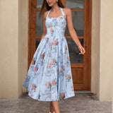 Цветна халтерна рокля Bodycon
