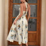 Цветна халтерна рокля Bodycon