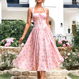Цветна халтерна рокля Bodycon